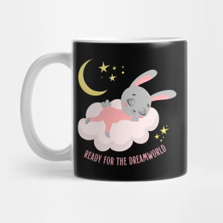 Ready for the dream world Hello little bunny in pajamas sleeping cute baby outfit Mug